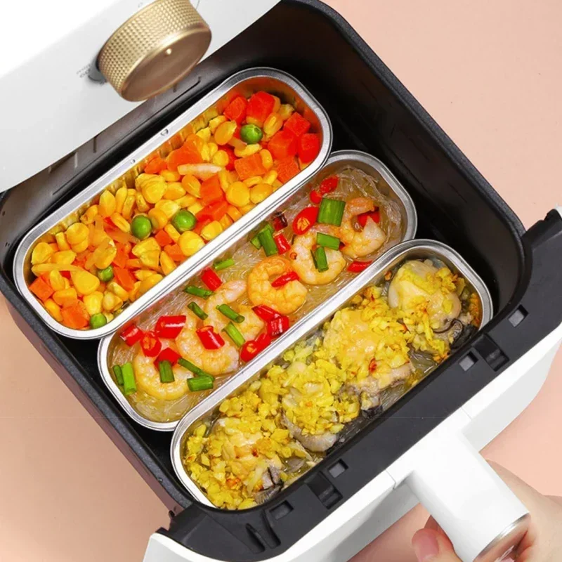 Long Gold Foil Thickened Disposable Pans Aluminum Foil Air Fryer Baking Tray Tin Foil Pans Box Grilling Tray Kitchen Accessories