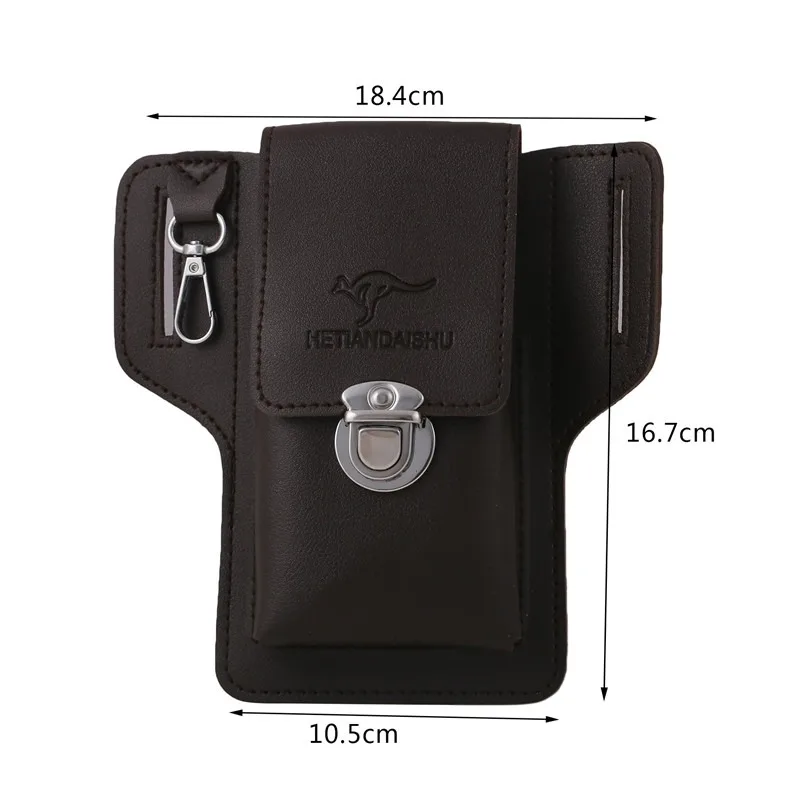 Fashion Leather Male Waist Pack Phone Pouch Bags Waist Bag Men's Belt Bag Multifunctional Water Proof Waist Bag Crossbody Bags