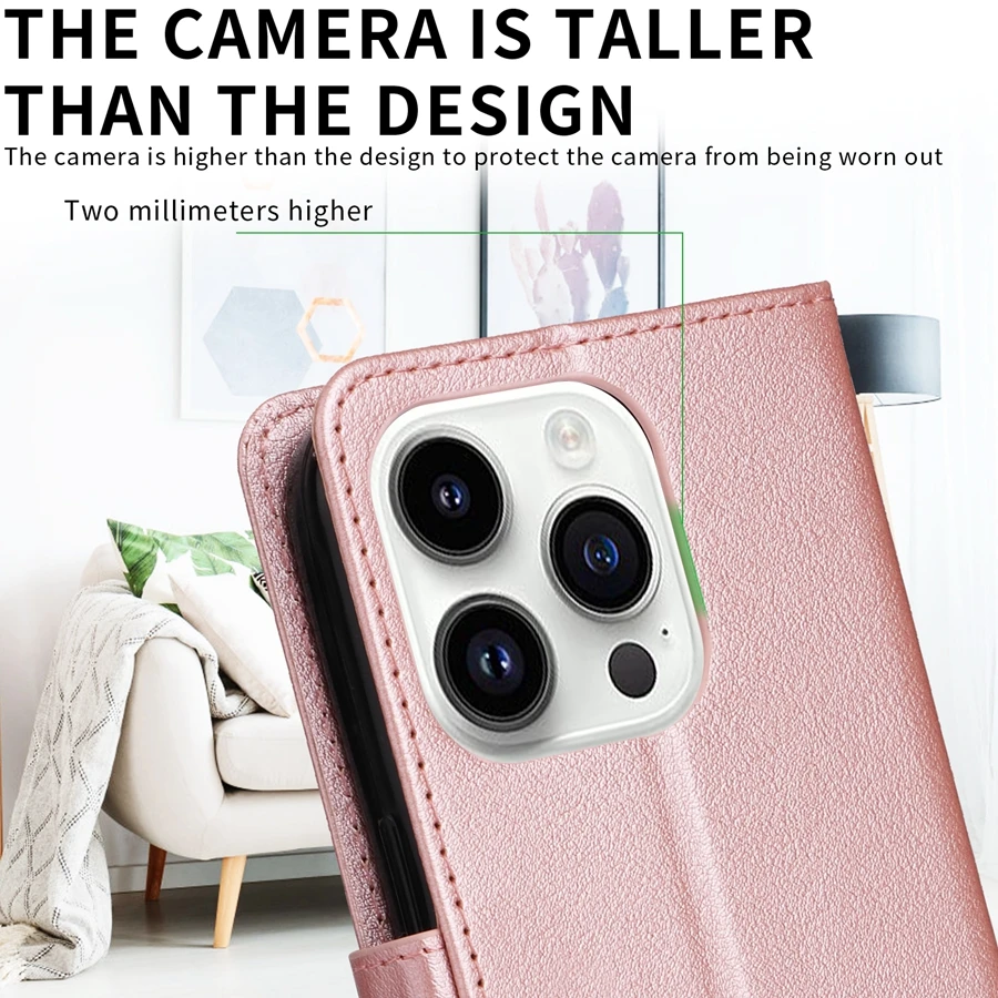 Leather Wallet Case with Card Slot, Photo Frame & Magnetic Flip Kickstand