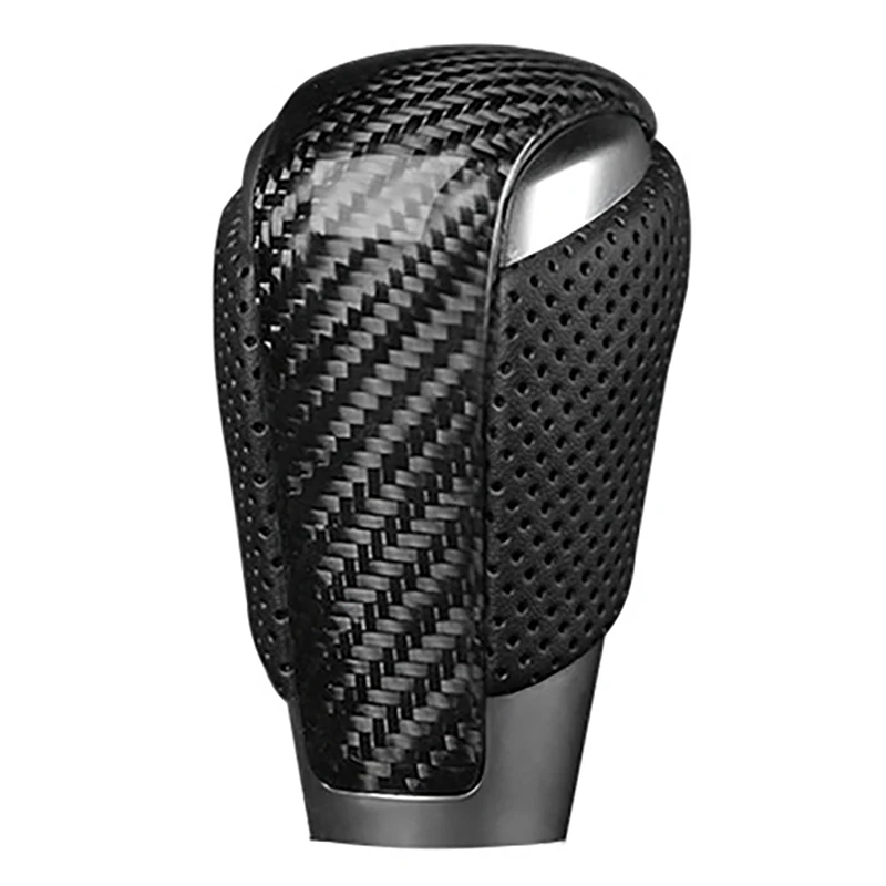 

Carbon Fiber Leather Gear Shift Knob Gear Head Shift Knob Cover Modified Replacement for Mazda Axela CX-5 Atenza Black