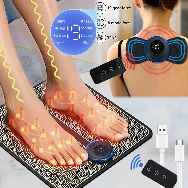 Remote Control Electric Foot Massager Muscle Relaxation Foldable Rechargeable Cervical Massager for Man Woman Relieve Fatigue 1