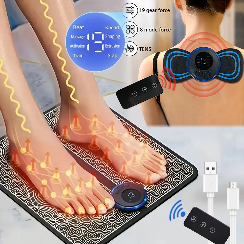 Remote Control Electric Foot Massager Muscle Relaxation Foldable Rechargeable Cervical Massager for Man Woman Relieve Fatigue