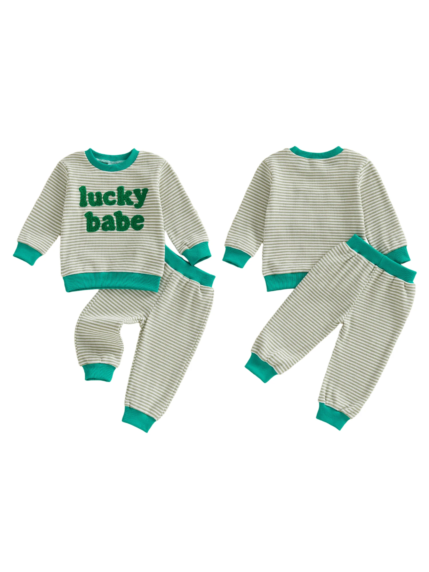 Infant St Patrick s Day Costume Green Shamrock Print Romper and Hat 2 Piece Set for Baby Boys and Girls