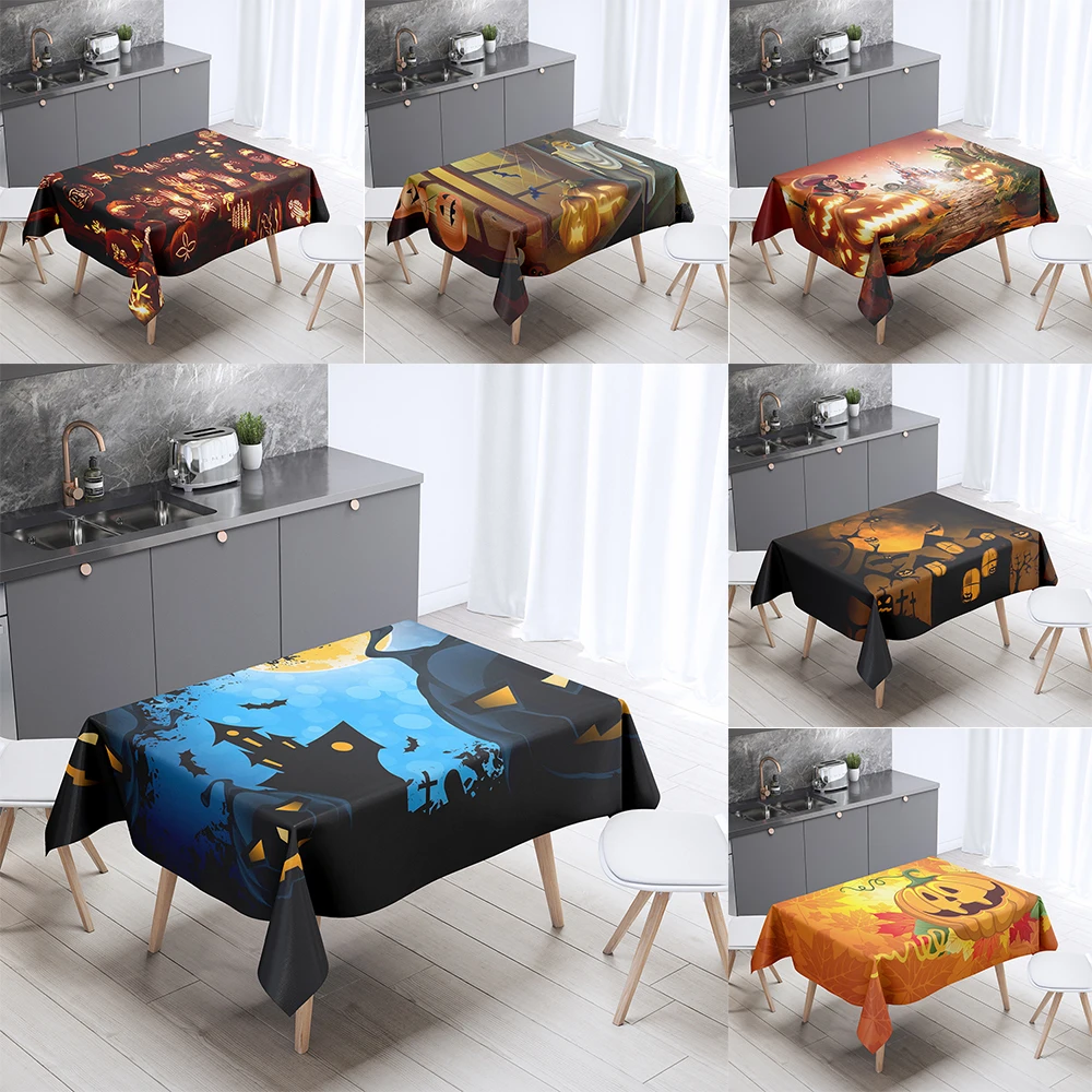 

Halloween horror pumpkin print tablecloth for home decoration gatherings rectangular anti fouling and dustproof tablecloth