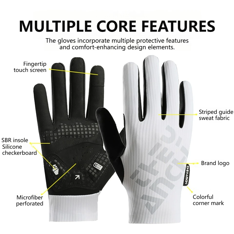 Unisex Full Finger Breathable Cycling Gloves - Anti-Slip & Shock Absorbing for Outdoor Summer Riding