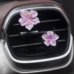 Dual Flower Car Air Freshener Clips - Bright Peach & Cherry Blossom Scents (Purple)