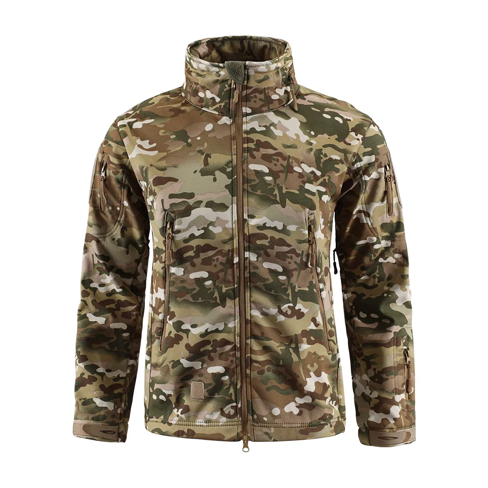 Camouflage Airsoft Jacket Men Hunting Tactical Fleece Coats Winter Waterproof Softshell Windbreaker Jacket Hunt Clothing