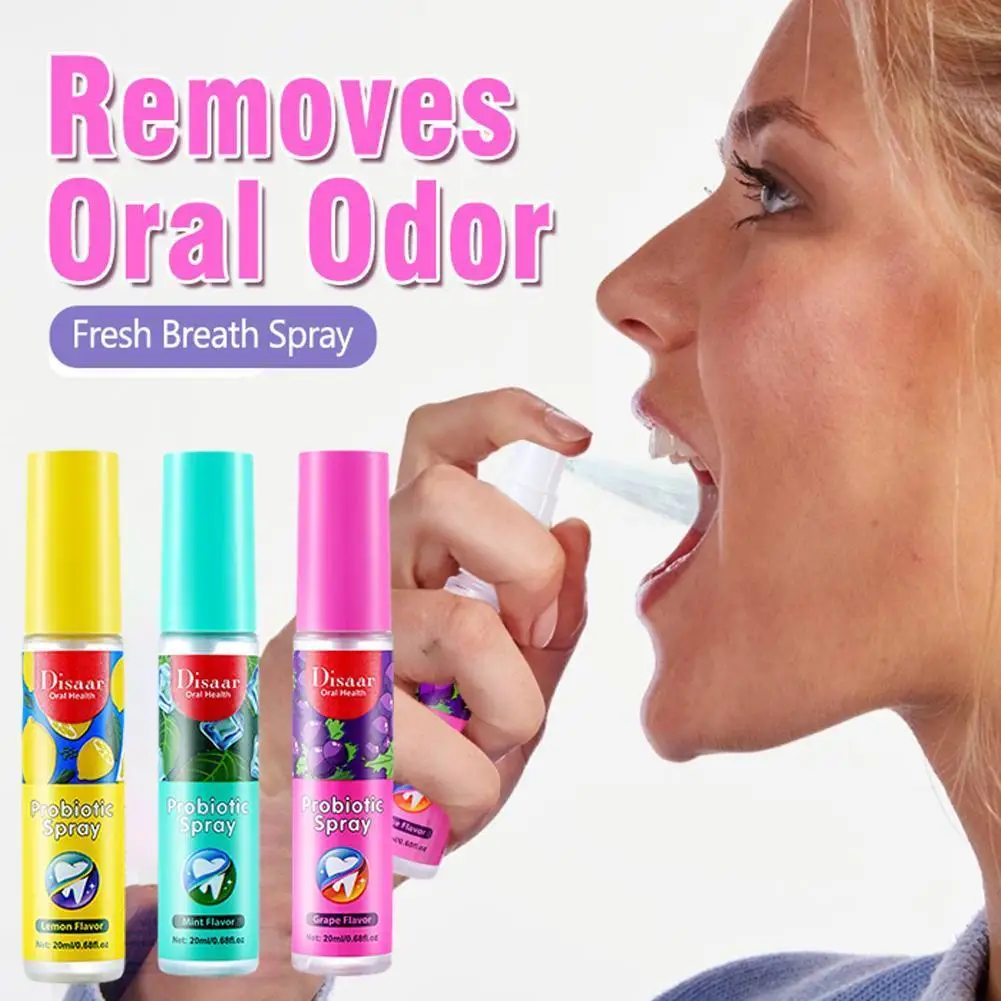 

20ML Breath Freshener Spray Lemon Grape Mint Flavor Artifact Female Male Portable Breath Kissing Mouth Spray Cleaning Spray