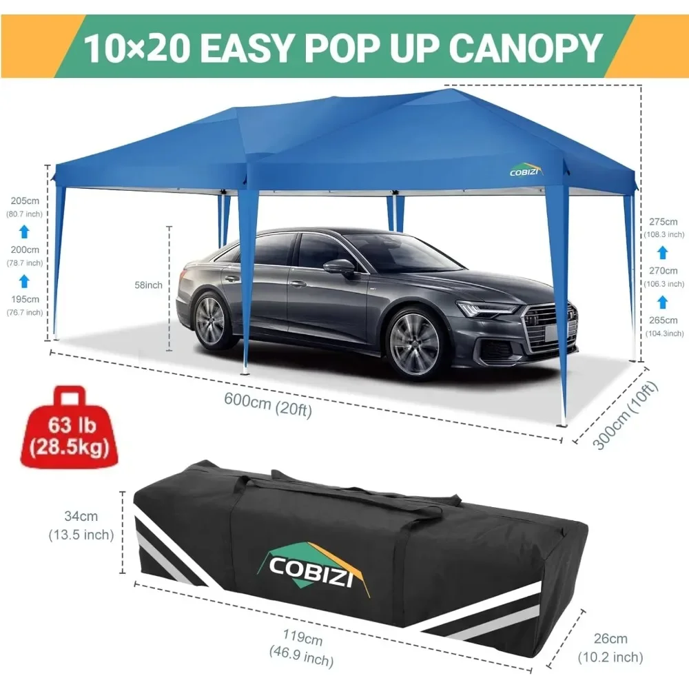 NEW-Canopy 10x20 Pop Up Canopy Tent with 6 Sidewalls Easy Pop Up Tent 10x20 Waterproof Commercial Instant Shelter UPF 50+ Portab