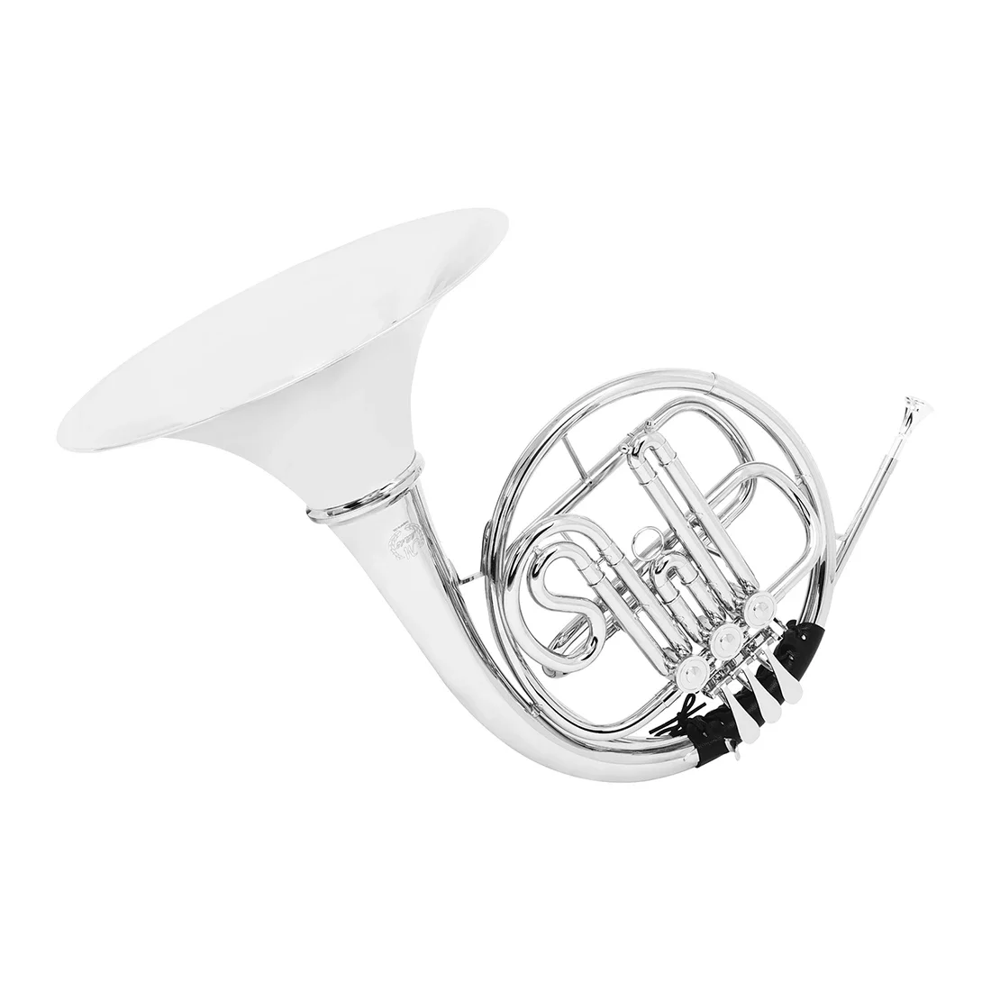 M MBAT Bb Horn 3 Keys Silver Brass Double Row Horn Nickel Silver Plated Rustproof Concerts With Case Brass Instrument