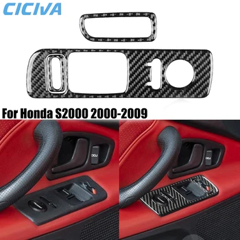 For Honda S2000 ‌AP1 AP2 2000-2009 Carbon Fiber Window Lift Door Lock Control Panel Accessories Interior Cover Sticker Auto Trim 1
