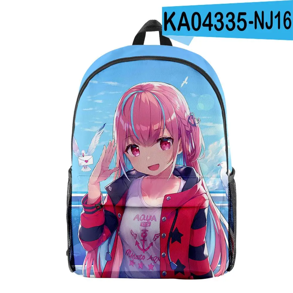 Classic Novelty HOLOLIVE minato aqua pupil Bookbag Notebook Backpacks 3D Print Oxford Waterproof Boys/Girls Travel Backpacks