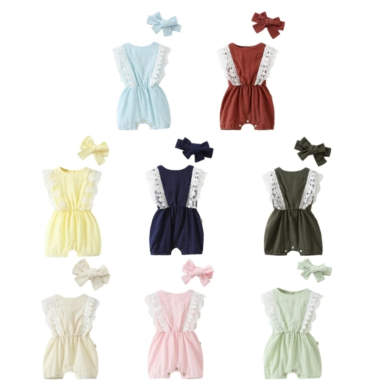 

Newborn Baby Girl Clothes Infant Romper Lace Skirt Outfit Jumpsuit Headband