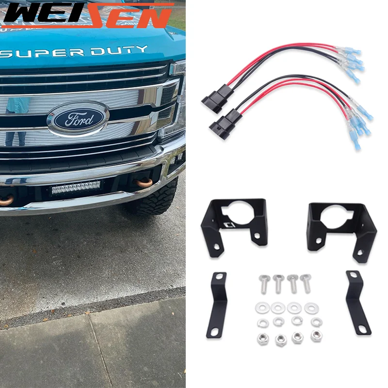 Car Accessories Front Bumper Fog Light Pod Mount Insert Connector Wire Kit For Ford F250 F350 F450 F550 Super Duty 2017-2019 bu 55 bu55 12cm mj connector 1 1 3 75mhz 500watt ssb hf balun antenna switch diy antenna balun super accessories