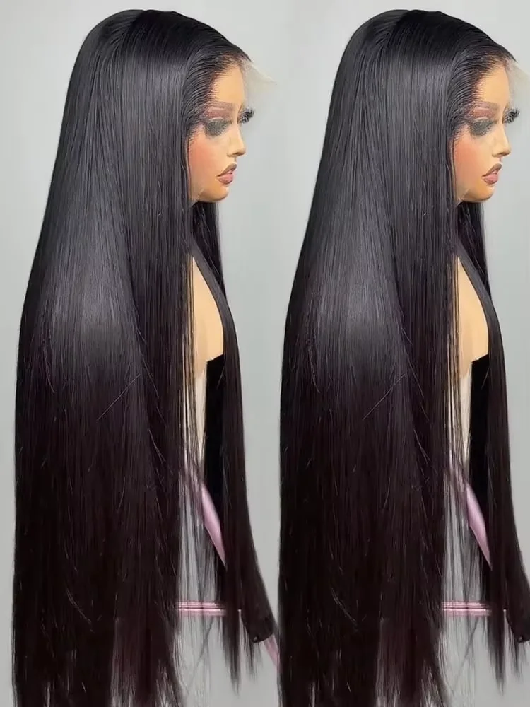 200% Density 36 38 inch 13x6 HD Lace Front Human Hair Wigs For Women Indian Straight 13x4 Glueless Lace Frontal Wigs Pre Plucked