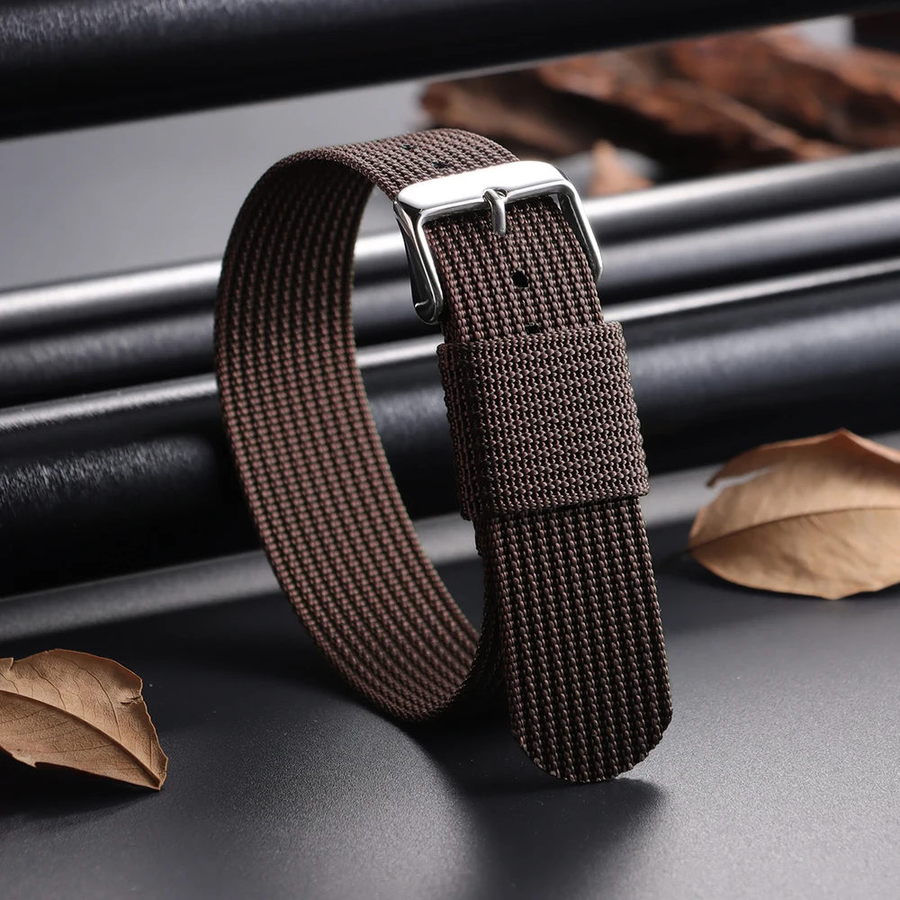 Breathable Braided Nylon Watch Band - Black & Green Army Sports Strap