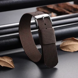 Breathable Braided Nylon Watch Band - Black & Green Army Sports Strap - 22mm (Brown - silver)