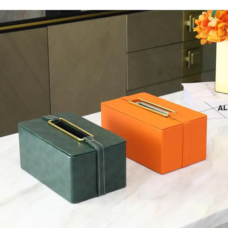 

Leather Metal Tissue Box Square Rectangular Tissue Storage Box Decor Paper Roll Napkin Holder Bird Deer Decorative Ornaments