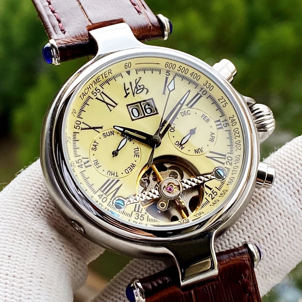 

Vintage Shanghai Automatic Watch Men Mechanical Wristwatches Luxury Antique Chinese Clock Retro Watches 1963 Relojes Para Hombre