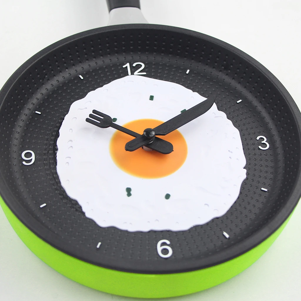 Frying Pan with Fried Eggs Design Wall Clock, 9x8inch for Kitchen,Living Room,Bedroom Decor 6