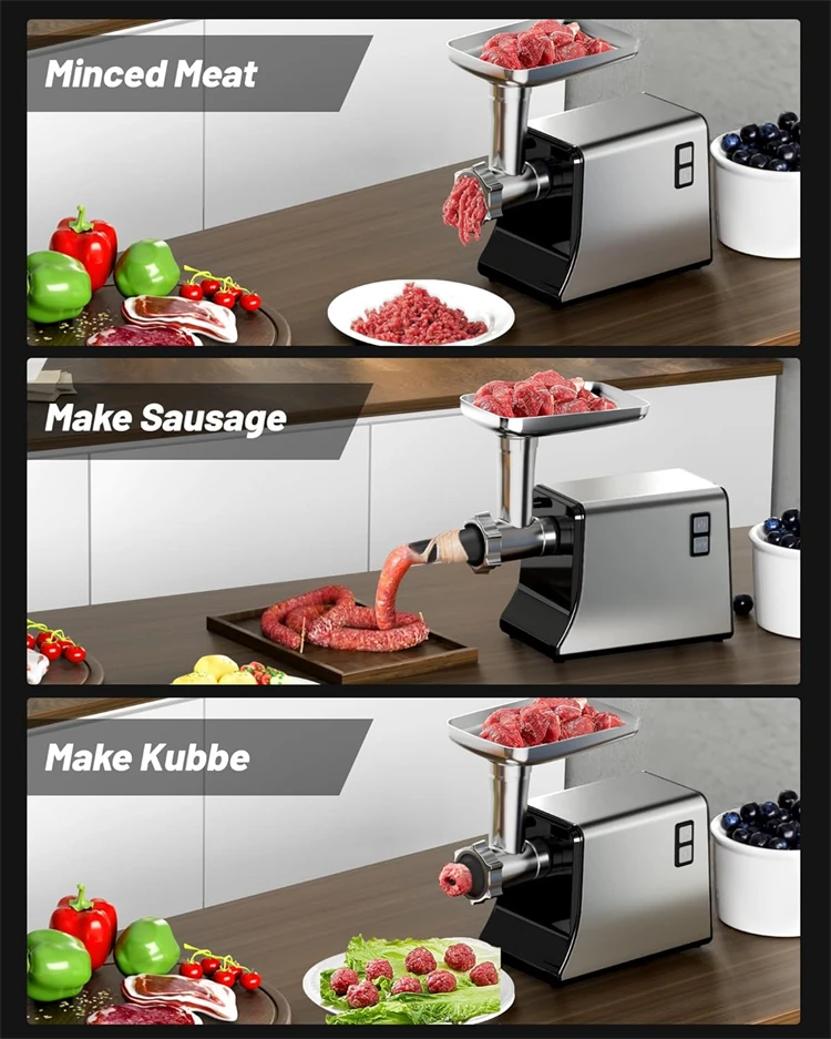 Description Picture 6 of itemLMETJMA Electric Meat Grinder Sausage Stuffer Maker Heavy Duty Meat Mincer with Stainless Steel Cutting Blade Kubbe Kit JT365