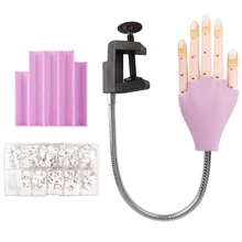 

Nail Art Hands Professional Practice Hand +200Pcs Nail Tips Adjustable Plastic Practice Model DIY Manicure Tool Flexible & Soft