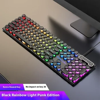 Punk Style Mechanical Keyboard 104 Keys Usb Wired Gaming Keyboards Rgb Backlit for Pc Laptop Gamers Wired Keyboard Plug and Play 1