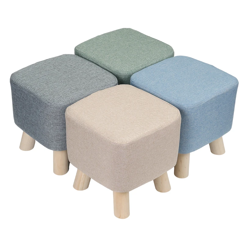 1Pc Elastic Ottoman Cover Solid Color Fabric Stool Covers Square Footrest Covers All-Inclusive Anti Slip Footstool Slipcovers 2