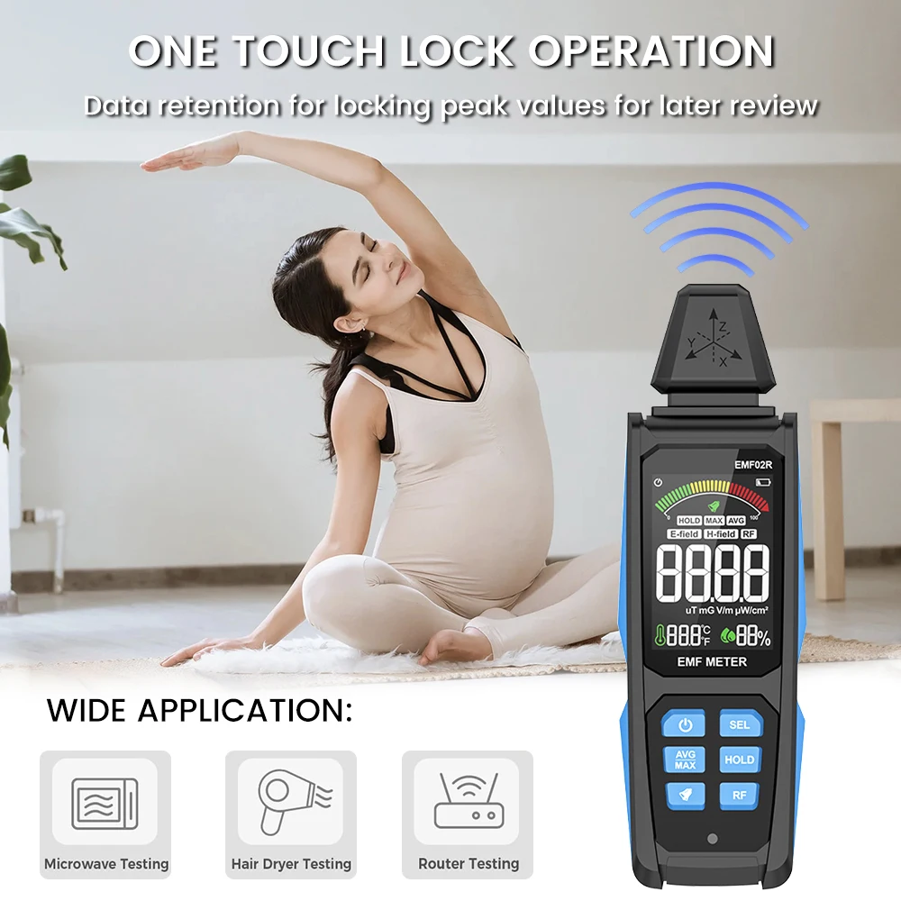 EMF02R Household Electromagnetic Radiation Detector RF Radio Frequency Sensor Digital Magnetic Field Radiation Instrument 4