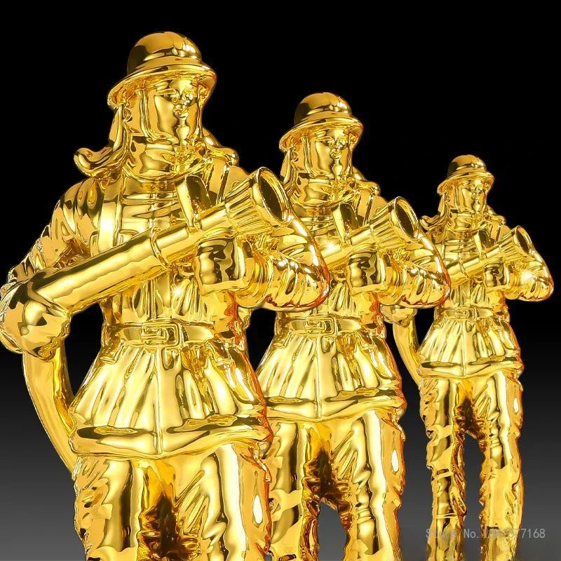 Customized Resin Firefighter Trophy Crystal Trophy Soldier Souvenirs Martial Arts Competition Home Decor Gold Silver Copper, 1Pc