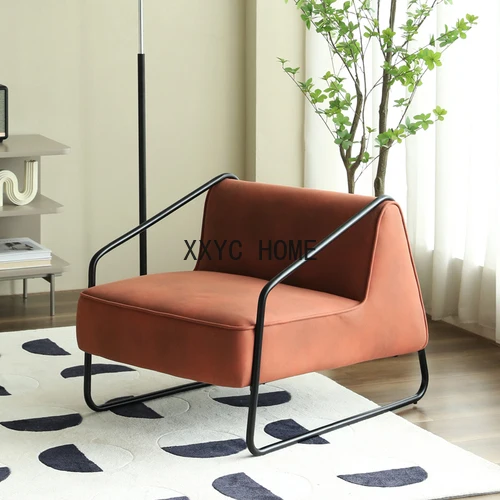 

Nordic Faux Leather Leisure Chair Light Luxury Bedroom Balcony Single Small Couch