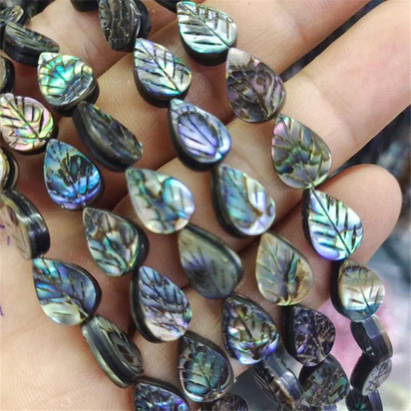 

33PCS Nature Abalone Shell Strings Carving Leaf 8X12MM New Pearl Beads DIY Jewelry Findings Women's Bracelets Makings Free Ships