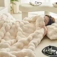 Cozy Faux Rabbit Fleece Blanket Throw for Bedroom, Guest Room, Living Room, Student Dormito For all season 6lbs Weighted Blanket