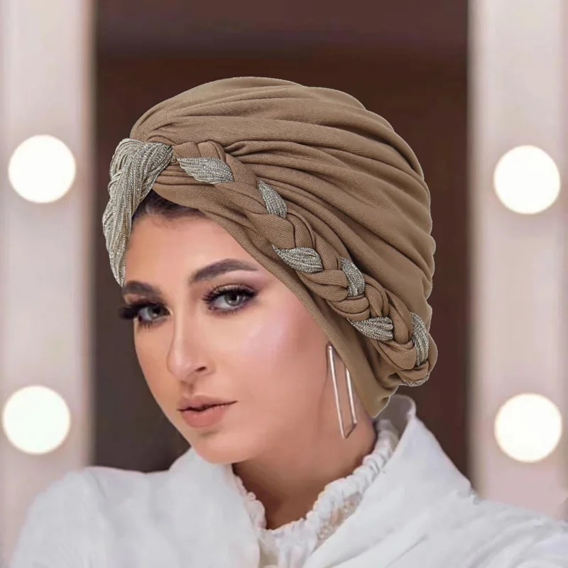 KepaHoo African Cap Nigerian Wedding Gele Indian Women Hijab Turban Chemo Cap Headwrap Knot Pre-Tied Bonnet Braid Hair Loss Hat 4