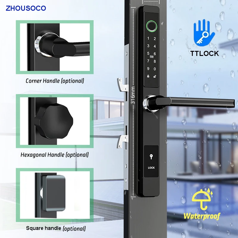 Waterproof Outdoor Smart Door Lock TTLOCK Bluetooth APP Fingerprint ...
