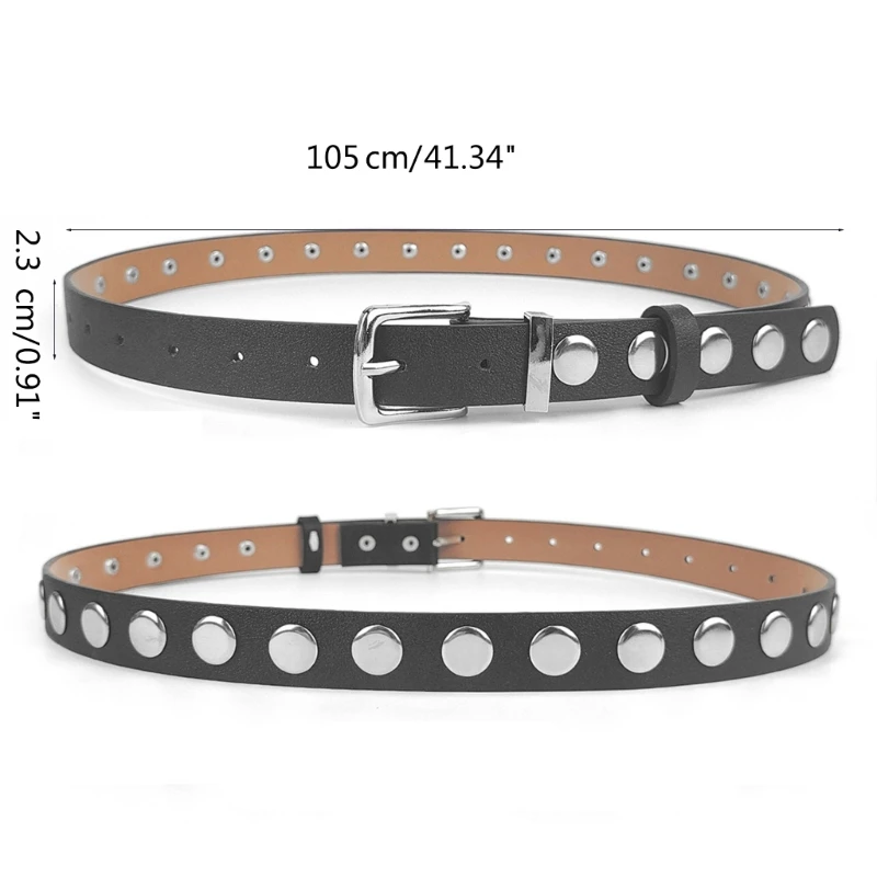 Adjustable Pin Buckle Waist Belt PU Alloy Large Rivet Belt Hot Girls Women Waist Belt for Coat Skirts Jeans Durable
