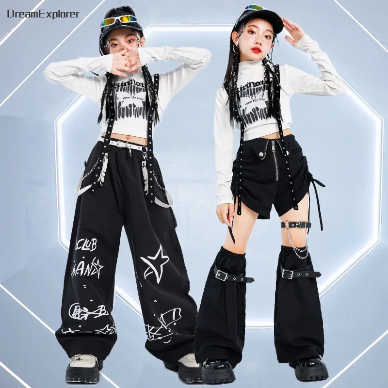 Hip Hop Girls Cool K-pop Crop Top Street Dance Cargo Pants