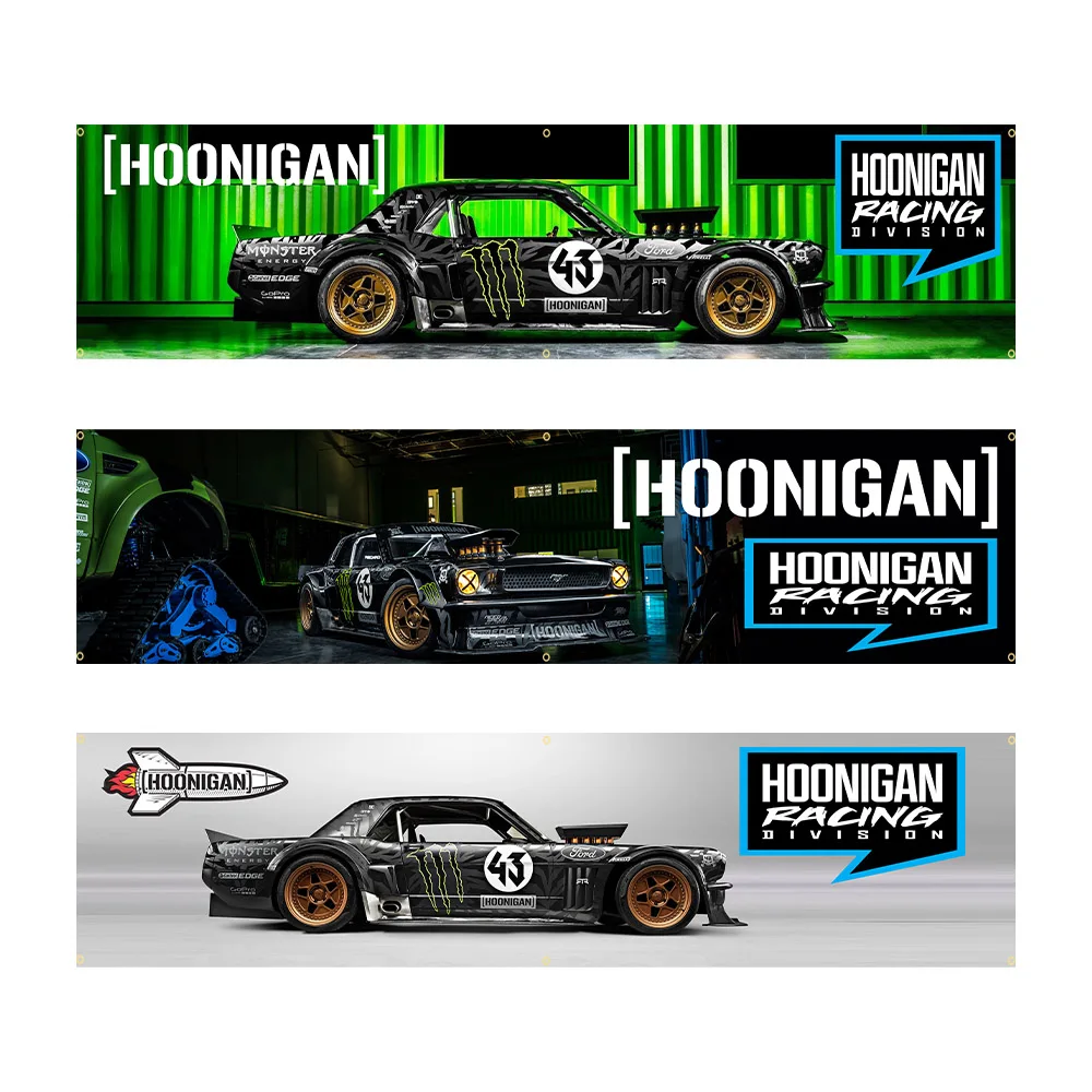 

60*240 Hoonigans гоночный баннеры на машину флаг полиэстер Печатный гараж или наружный Декор гобелен