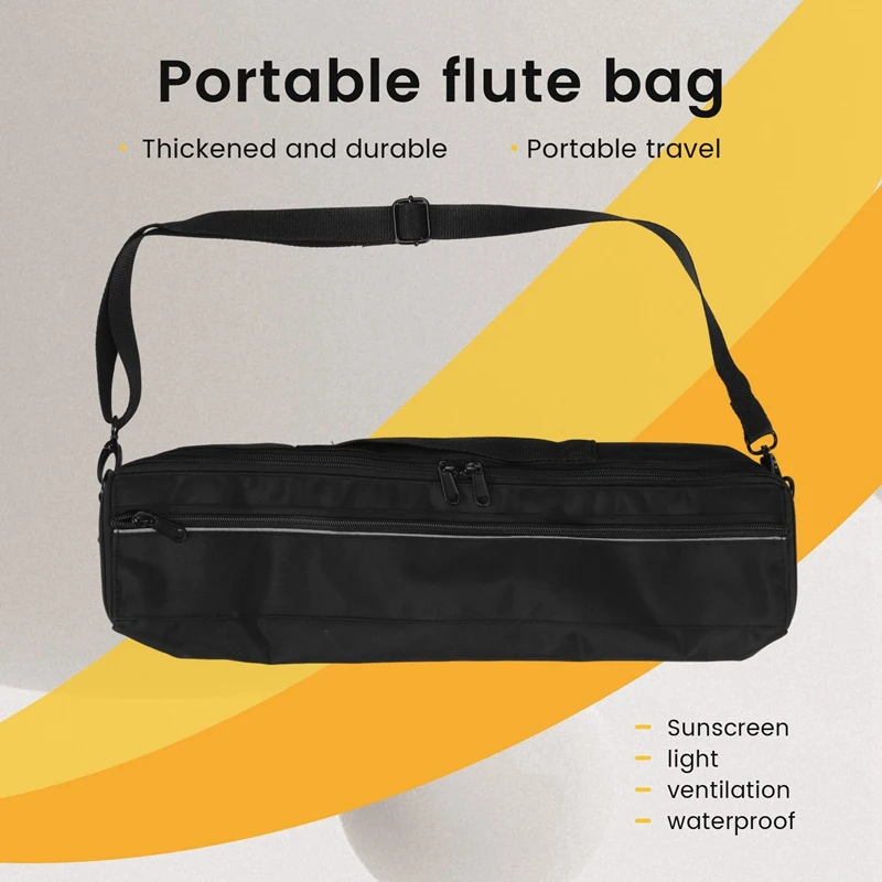 Sac De Transport Pour Flûte 17 Trous - Toile Noire - Portable Et Léger