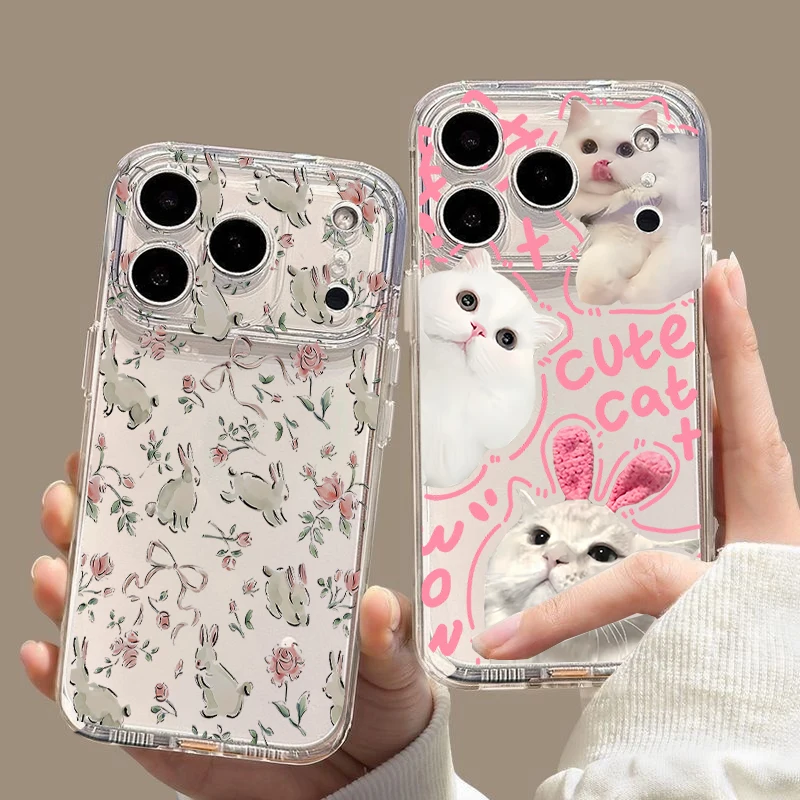 Charming Floral Bow Rabbit Cat Design Phone Case Cover