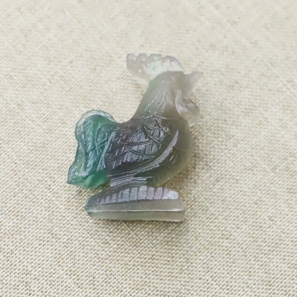 Hot 1Pcs Natural Stone Carved Cock Animal Ornaments Fluorite Crystal Quartz Crafts Handmade Figurine Home Decoration Wholesale