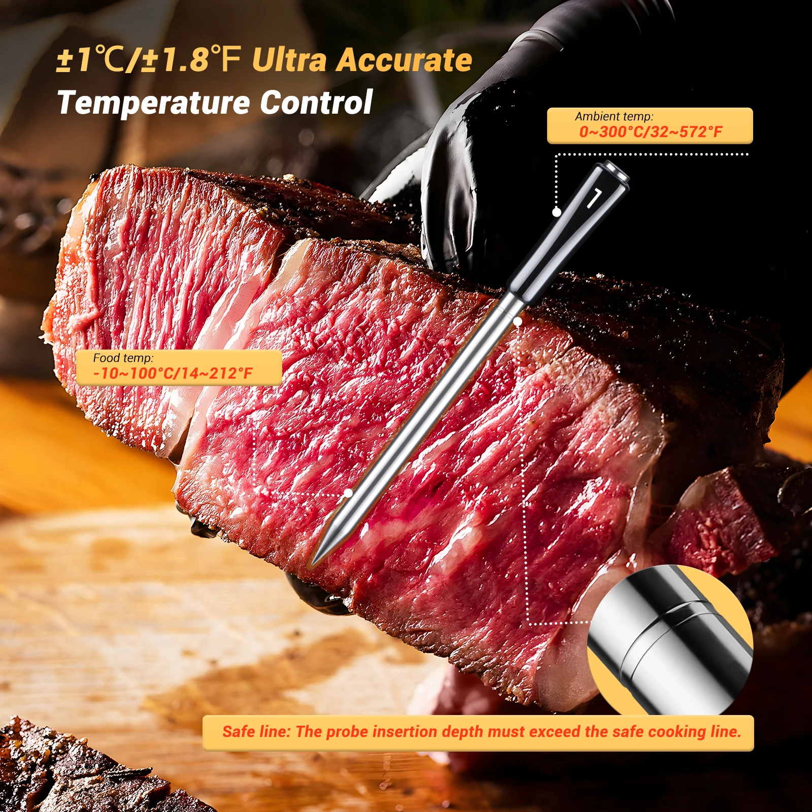 INKBIRD meat thermometer wireless grill thermometer 4 Probes Home Smart Bluetooth with Alarm For BBQ Cook Grilling thermometer 4
