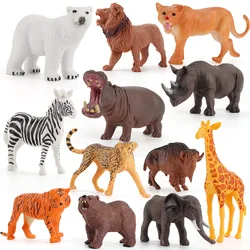 Simulation WildOne Model Ornament Realistic Animal Figure Hippo/Lion/Zebra/Rhinoceros Kids Toy Children's Early Education Props