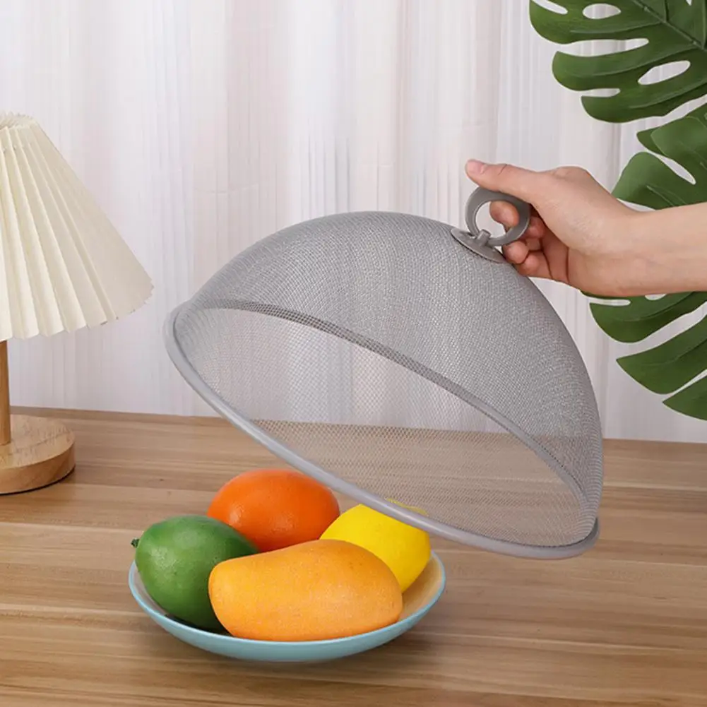 

2Pcs Food Cover Heavy Duty Stainless Steel Fine Mesh Portable Handle Round Dustproof Table Outdoor Picnic Food Tent Umbrella Net