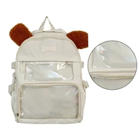 Fashionable Transparent Dog Themed Nylon Backpack with PVC Ita Bag Daypack for School Travel Shopping F3MD 2