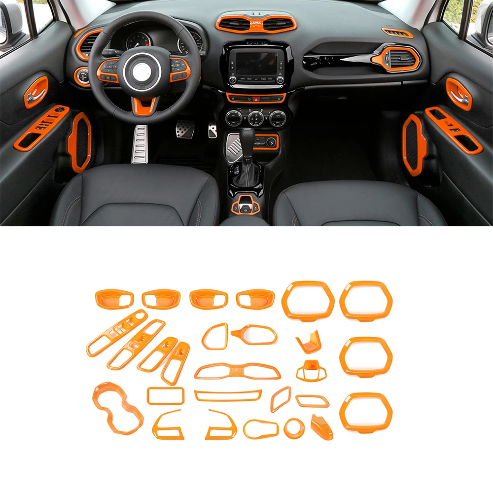 

Center Console Decoration Trim Cover Kits Dashboard Sticker Suits for Jeep Renegade 2016 2017 2018 Car Interior Accessories ABS