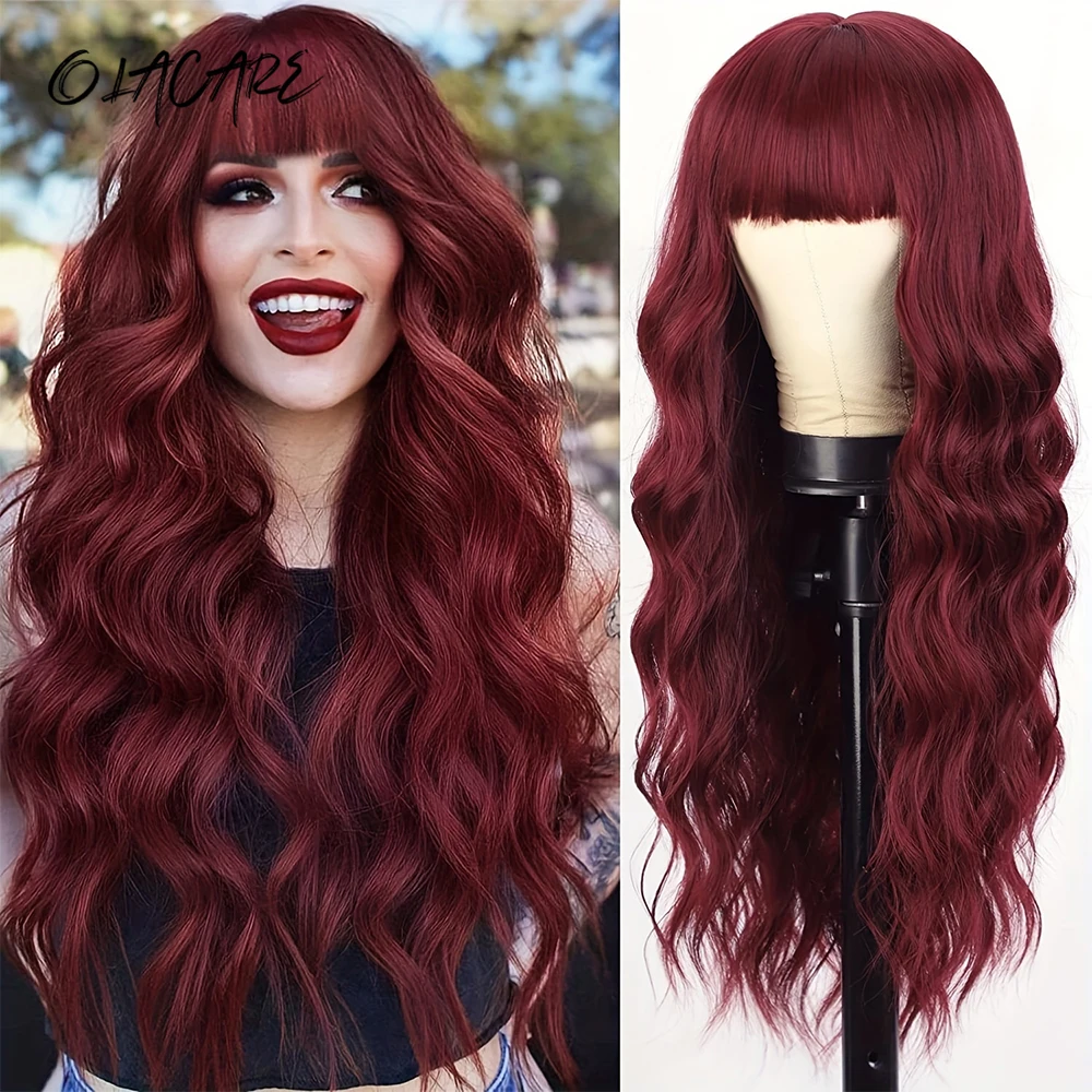 Red Synthetic Wavy Wig for Daily Cosplay Party