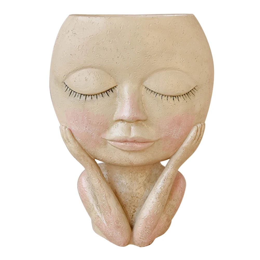 

Human Face Vases Decoration Resin Doll Flowerpot Home Decor Accessories flower plant home desktop Flowerpot cute