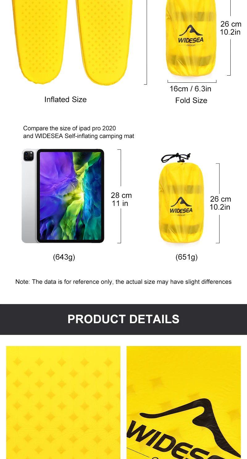 Description Picture 3 of itemWidesea Camping Self-inflating Mattress Folding Inflatable Air Bed Beach Travel Mat Tourism Sleeping Pad Outdoor Hiking