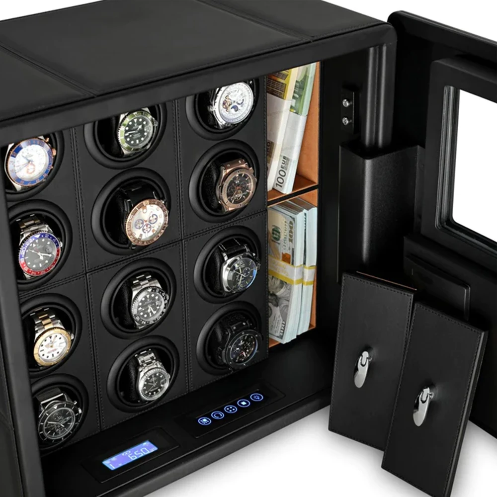 Theftproof Automatic Watch Winder Safe Box with 6 9 12 Slot Watches Box